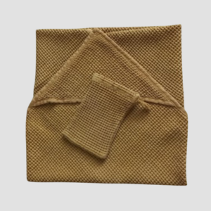 Cape de bain + gant de toilette - 100% coton - teinture botanique 100 % naturel- couleur vert