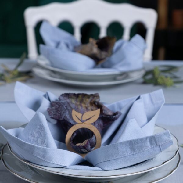 Serviette de table coton ourlet teinture végétale Bleu Ciel – LINEN COLOR