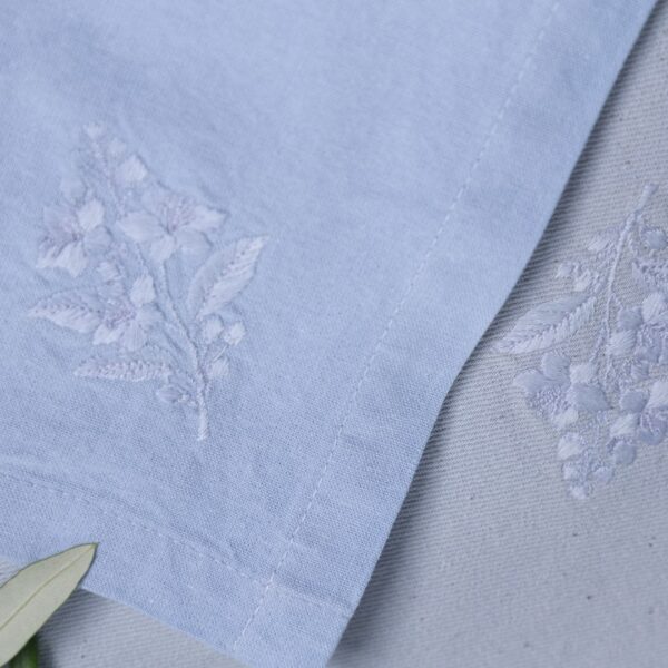 Serviette de table coton ourlet teinture végétale Bleu Ciel – LINEN COLOR