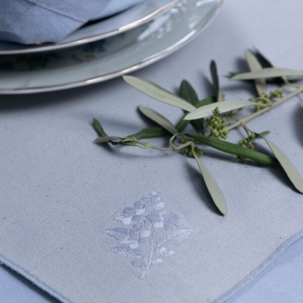 Set de table denim coton teinture végétale Bleu Ciel – LINEN COLOR