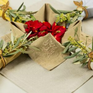 Serviette de table coton teinture végétale Vert Olive Patiné – LINEN COLOR