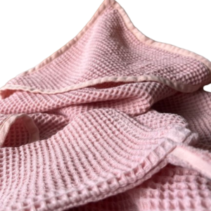 Cape de bain et gant de toilette 100% coton teint naturellement - couleur rose -1